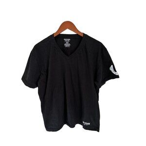 TRUE RELIGION Tee Black Cotton T-Shirt Silver Emblem Size XLarge